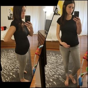 Maternity Crossover Panel Skinny Crop Jeans